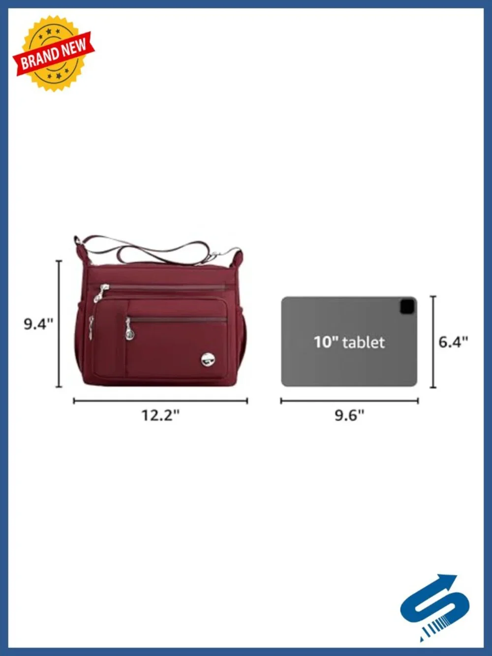 Nylon Satchel Handbag with Multiple Pockets - Crossbody Tote